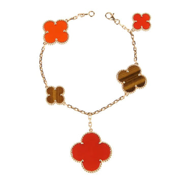 Clover Bracelet 5 Motifs Carnelian Tiger Eye