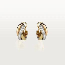 Trinity Pink Gold Diamond Gold Earrings