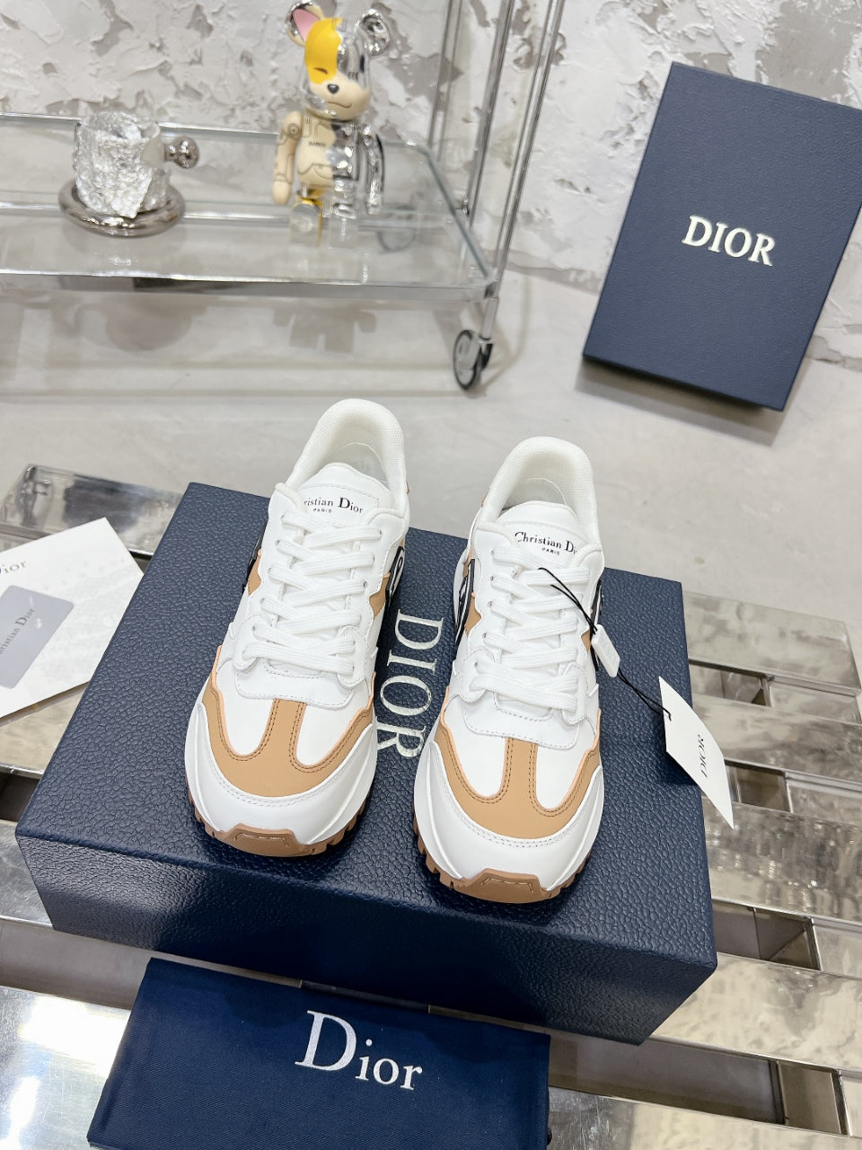 C'est Dior Sneaker 35MM White Mix Dark Beige Cowhide