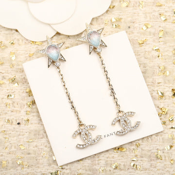 Double C Gold Drop Star Earrings