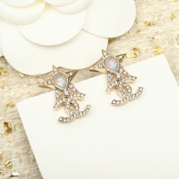 Double C Gold Star Earrings