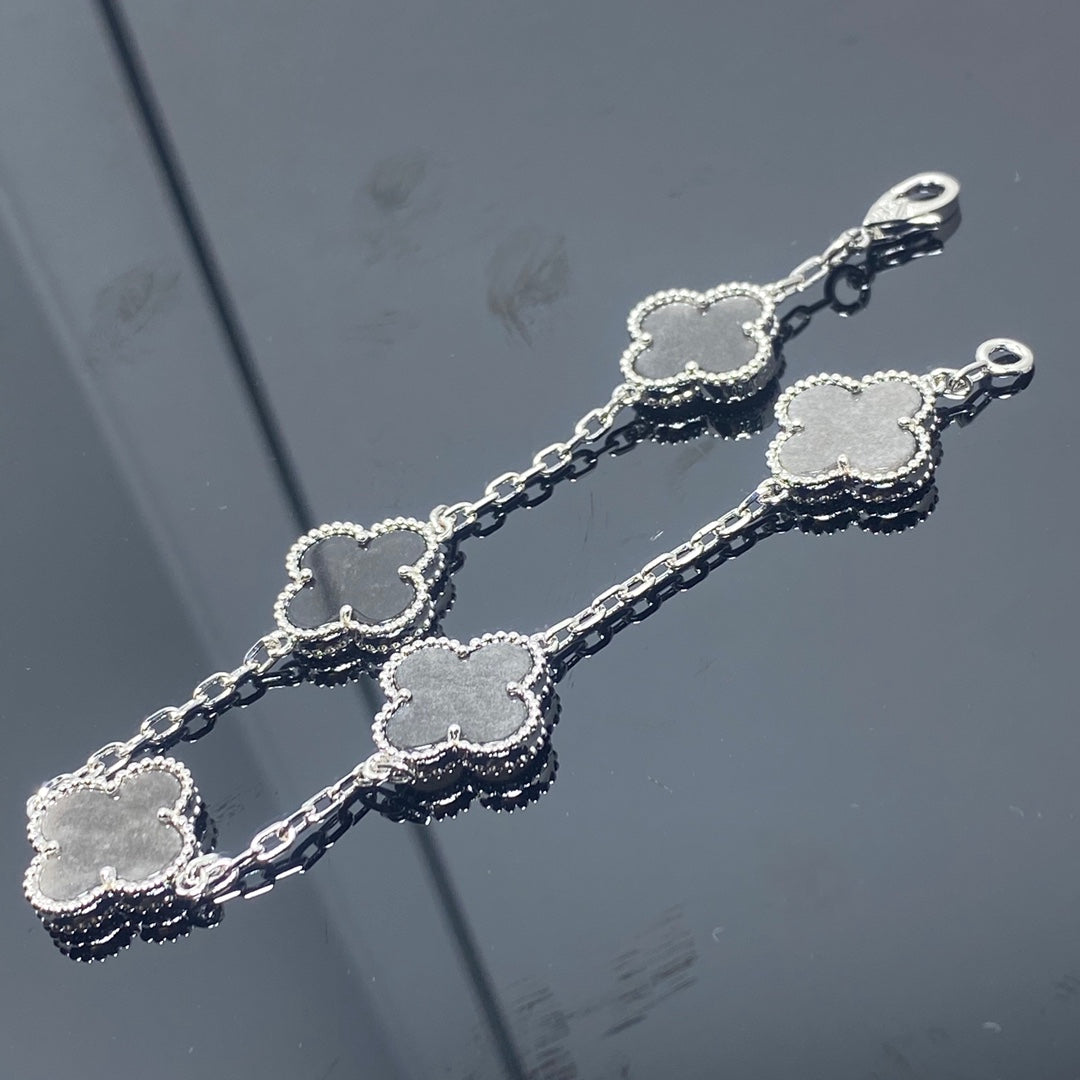 Clover Bracelet 5 Motif Dark Silver