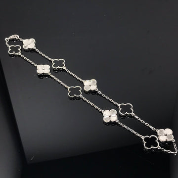 Clover 10 Motif Silver Onyx Silver Necklace