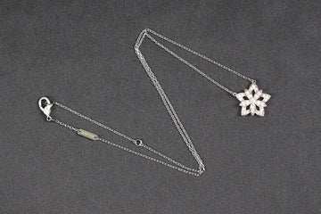 Lotus Flower Silver Diamond Necklace