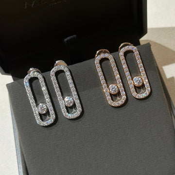 Move Uno Medium Paved Diamond Earrings