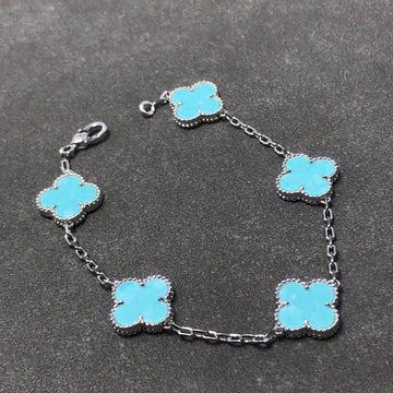 Clover Bracelet 5 Motif Blue Sky Silver