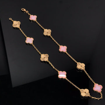 Vintage Pink And Pink Gold Necklace 10 Motifs