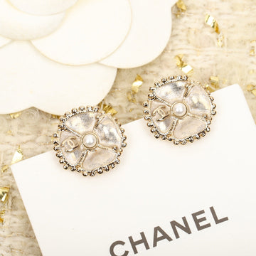 Double C Small Camellia Gold Earrings