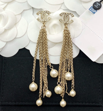 Double C Tassel Gold Earrings