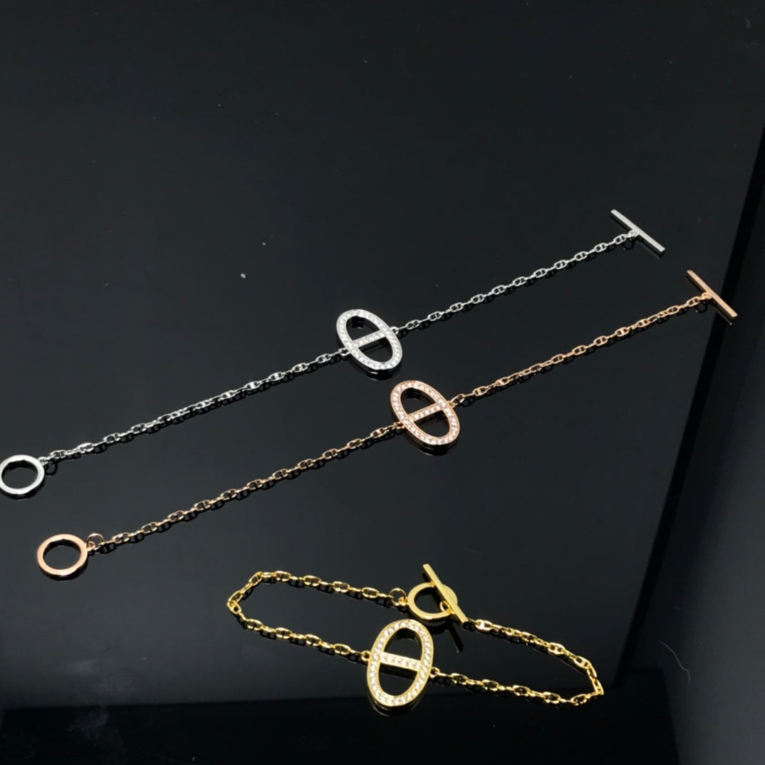 Hm Small Pig Nose Diamond Bracelet