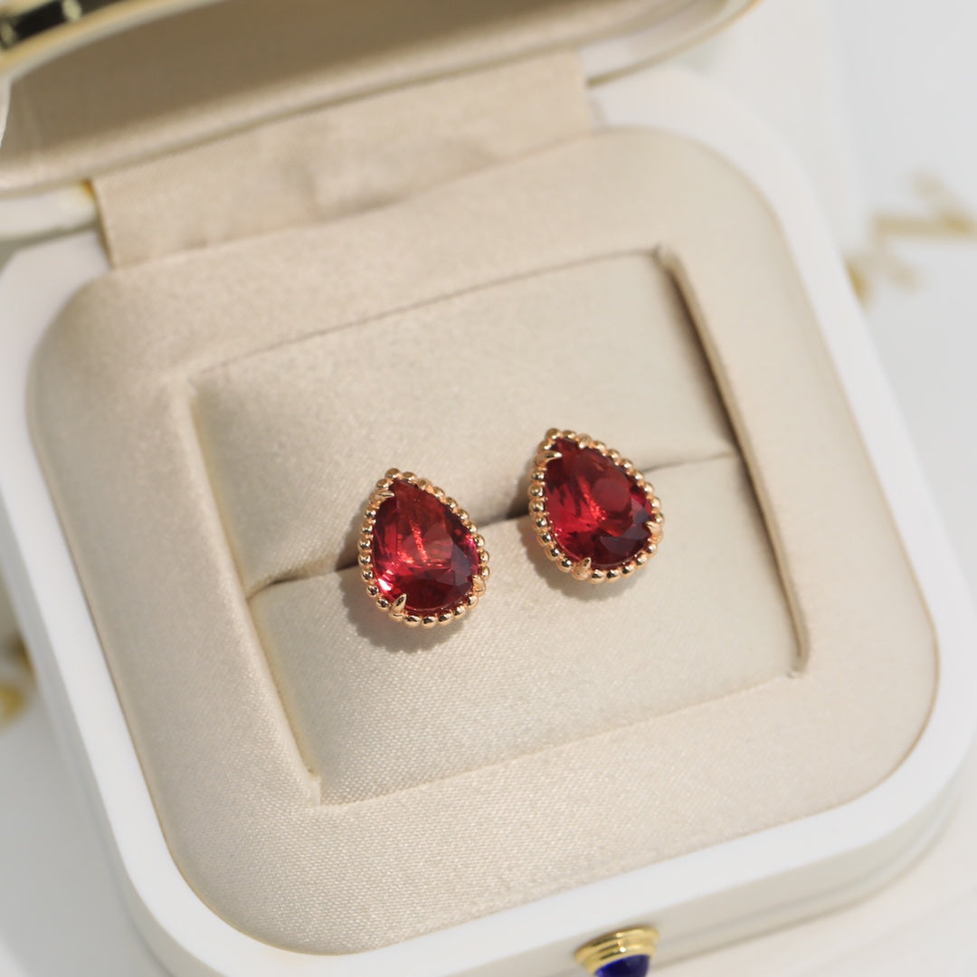 Boheme Carnelian Pink Gold Stud Earrings