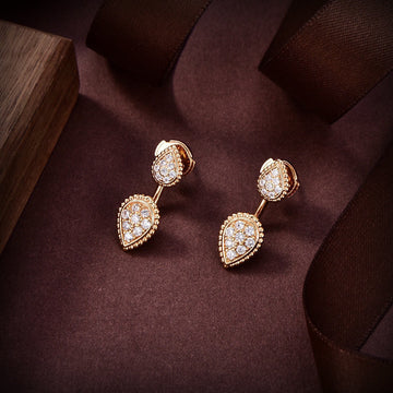 Serpent Boheme Pink Gold Diamonds C Shape Earrings