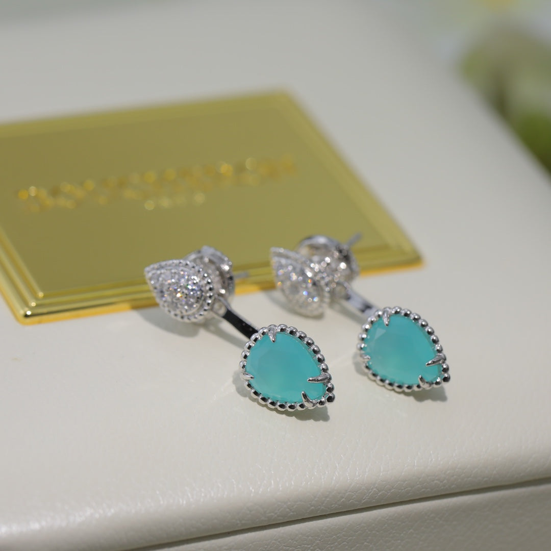 Boheme Turquoise C Shape Silver Earrings