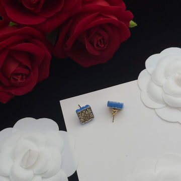 Anagram Blue Gold Stud Earrings