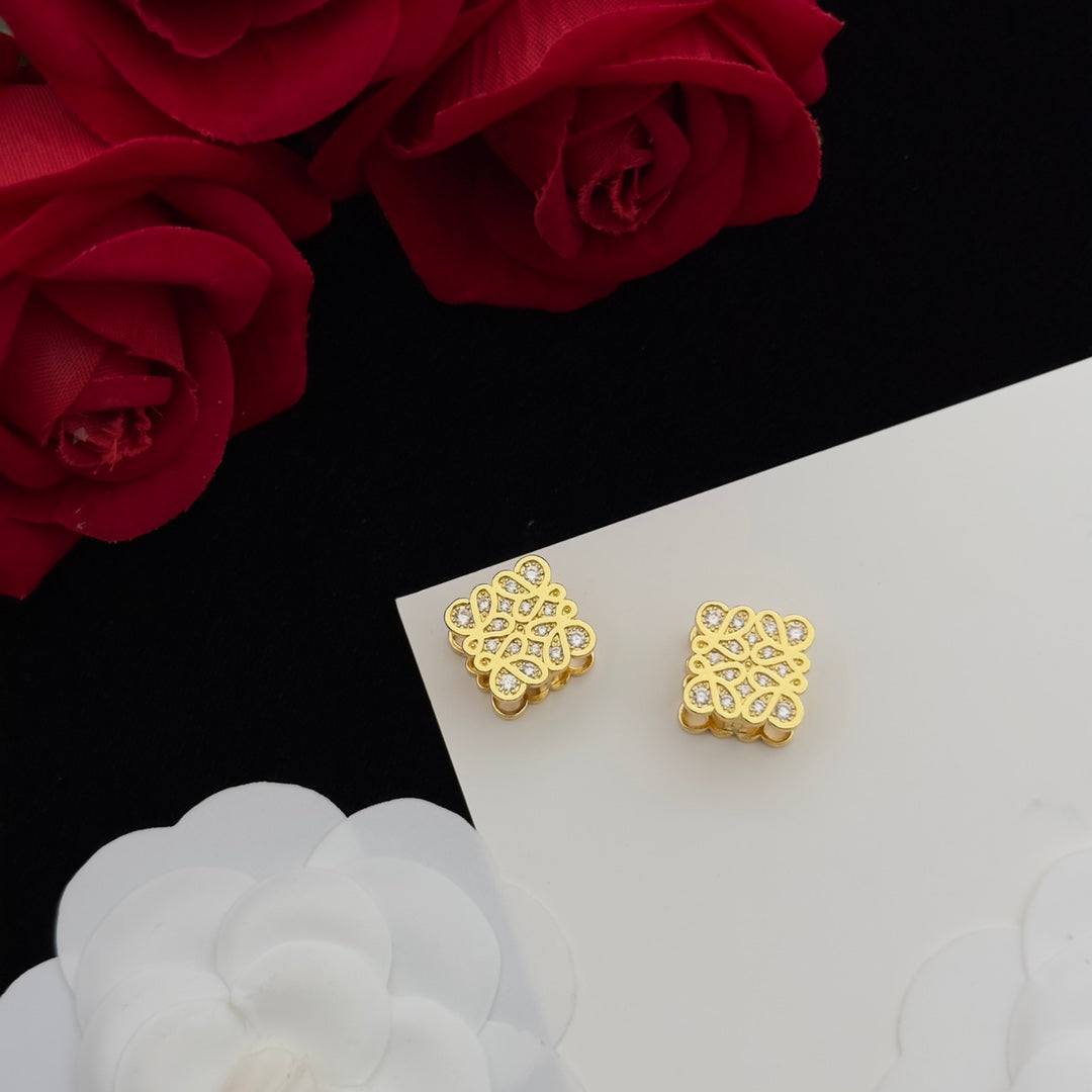 Anagram Diamond Stud Earrings