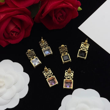 Anagram Drop Diamond Gold Earrings