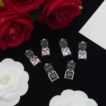 Anagram Drop Diamond Silver Earrings