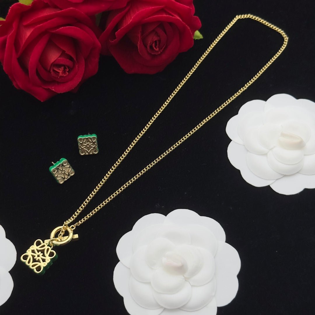Anagram Green Gold Necklace