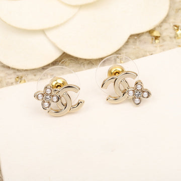Double C Flower Gold Earrings