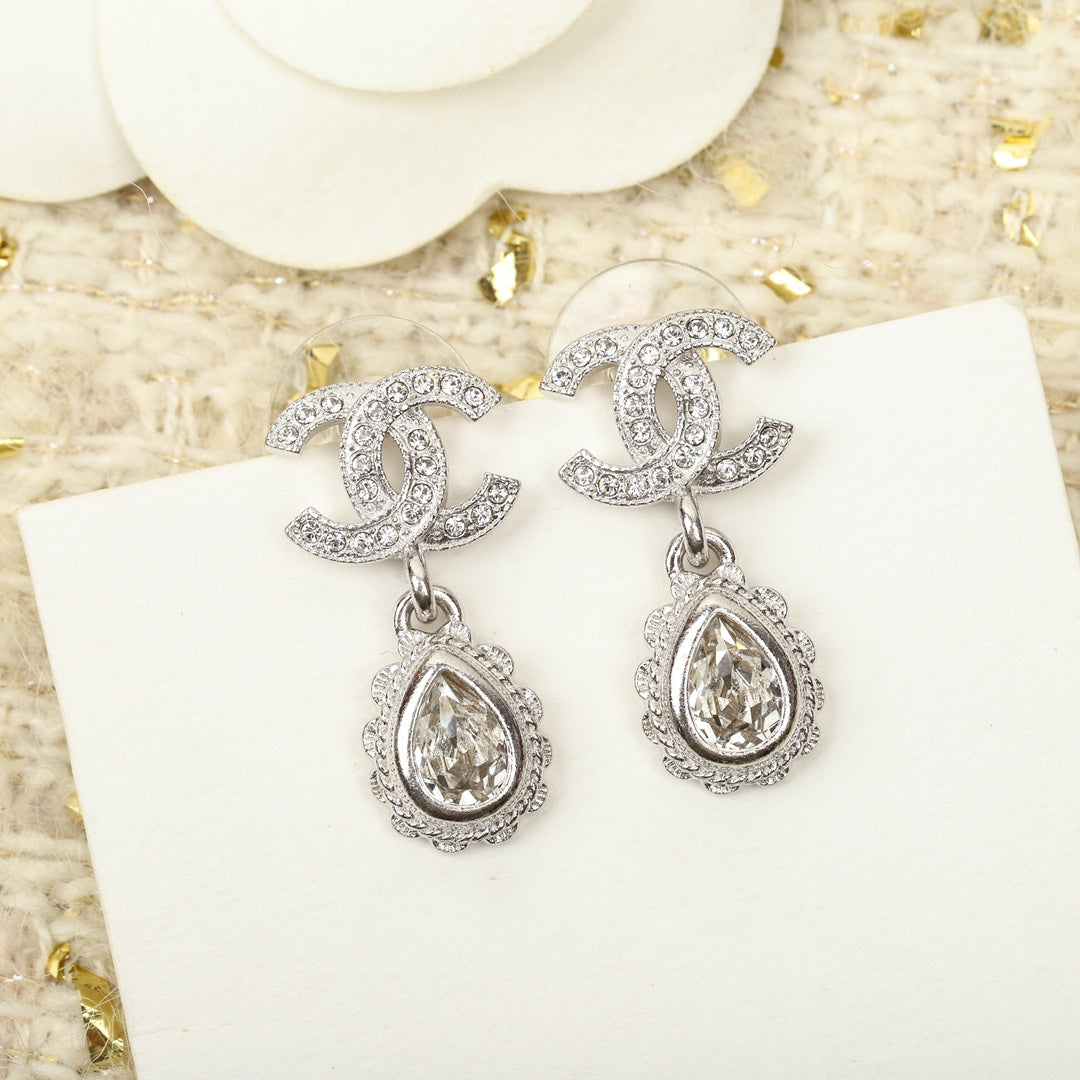 Double C Diamonds Teardrop Earrings