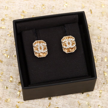 24C Rock Sugar Double C Gold Diamonds Earrings