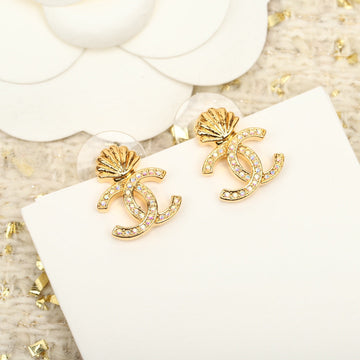 Vintage Double C Gold Diamonds Earrings