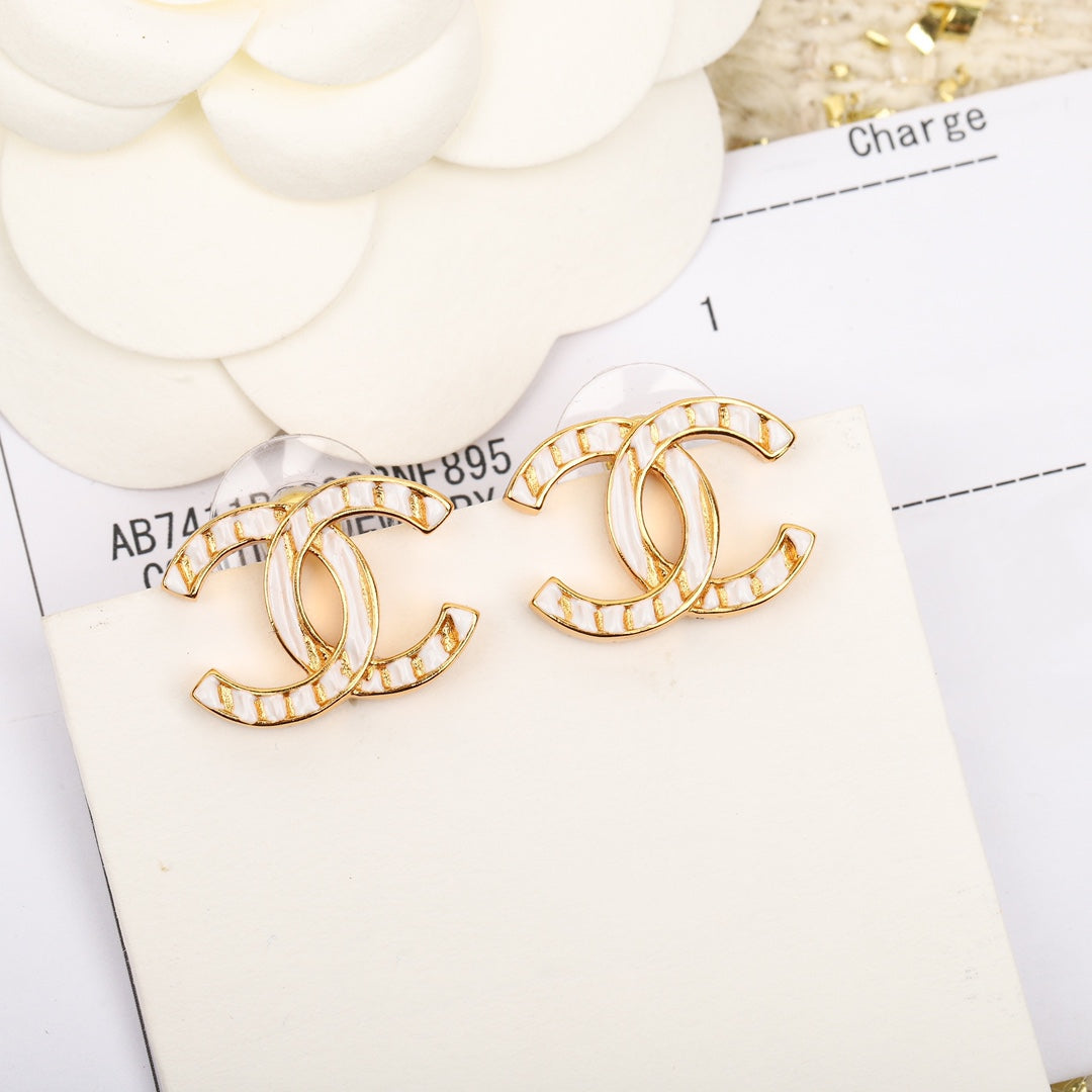 Chane Oil Dripping Double C Earrings