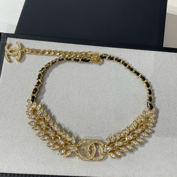 Double C Large Fragrant Wheat Ear Gold Diamond Necklace