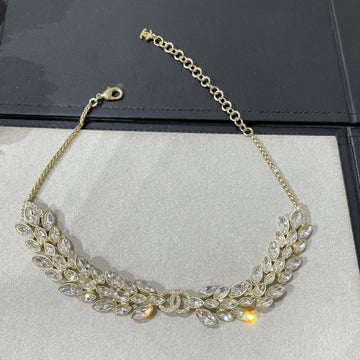 Double C Small Fragrant Wheat Ear Gold Diamond Necklace