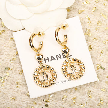 Double C Multi Heart Gold Drop Earrings