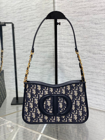 CD Signature Hobo 23.5cm Blue Oblique Embroidery