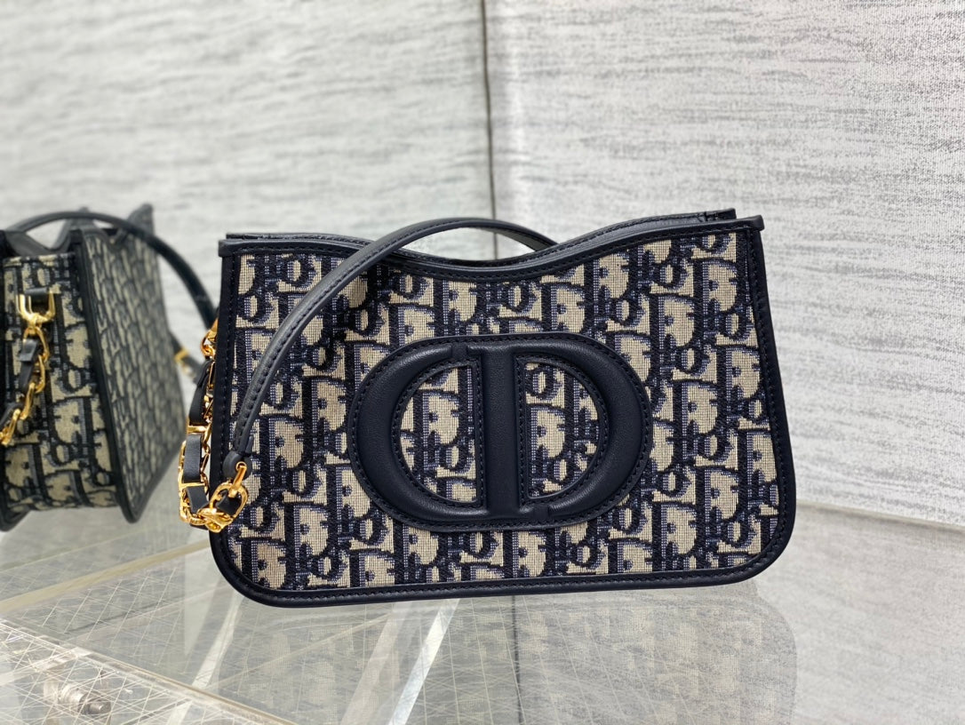 CD Signature Hobo 23.5cm Blue Oblique Embroidery