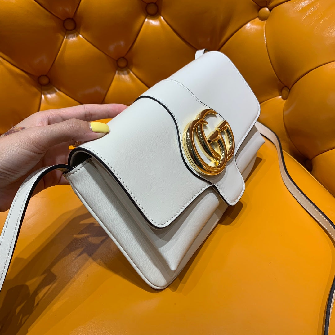 GG Arli Bag 25CM White Calfskin Gold Hardware