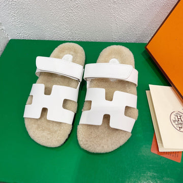 Chypre Sandal White Shearling Insole White Goatskin Lining