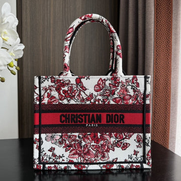 Small CD Book Tote 26.5cm White And Red Heart Butterfly Embroidery
