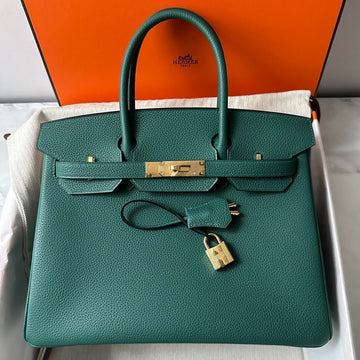 HM Birkin 30CM Malachite Togo Leather Gold Hardware