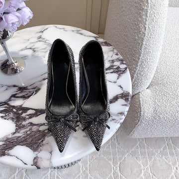 High-Heels Pump Crystals 10CM Black With Crystals