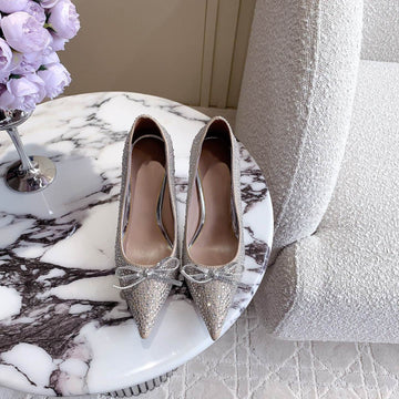 High-Heels Pump Crystals 10CM Rose Cannelle With Crystals