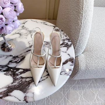 2 Rockstud Slingback 90MM Matte White