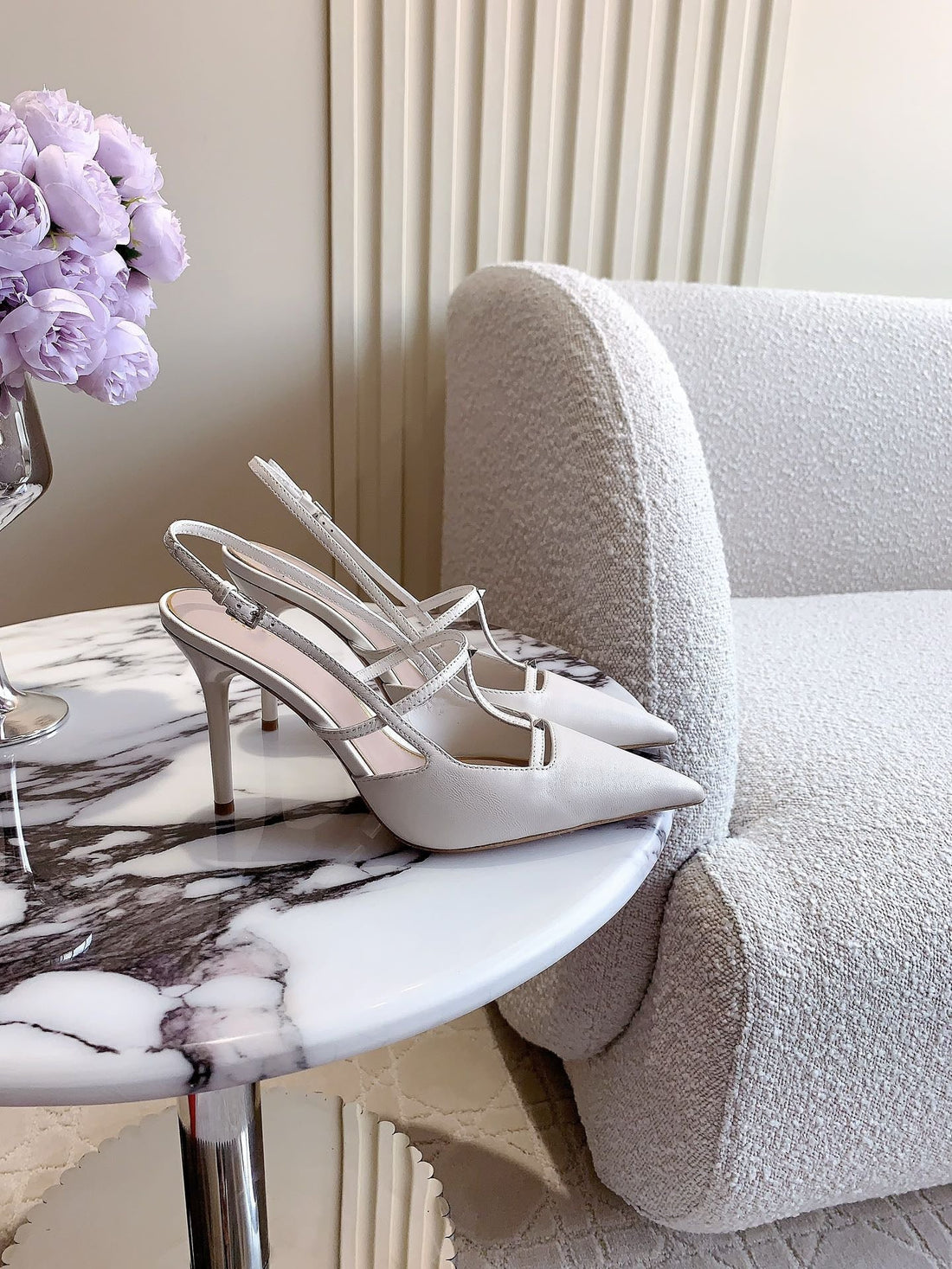 2 Rockstud Slingback 90MM Matte White