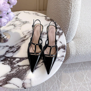 2 Rockstud Slingback 65MM Shiny Black