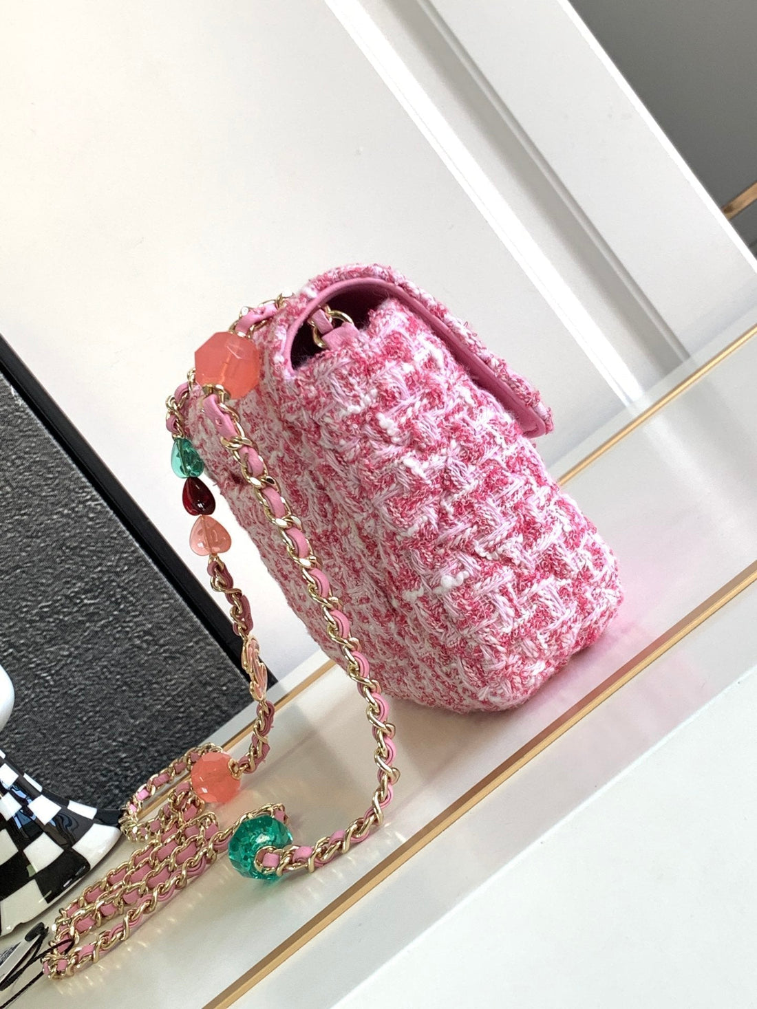 CC Mini 23P Bag 16CM Pink Woolen Plastic Bag