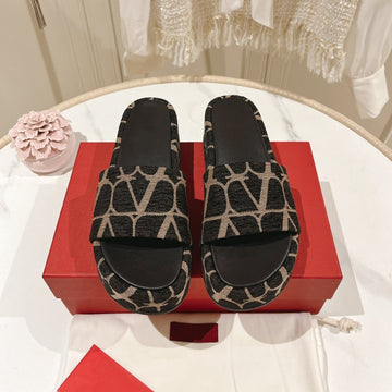 Toile Iconographe Slide Sandal 65MM Black Beige