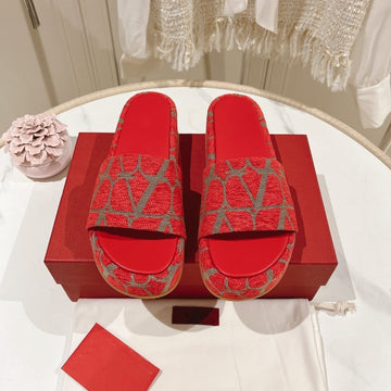 Toile Iconographe Slide Sandal 65MM Red Beige