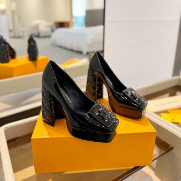 LV Shake Pump 120MM Glossy Black Cowhide