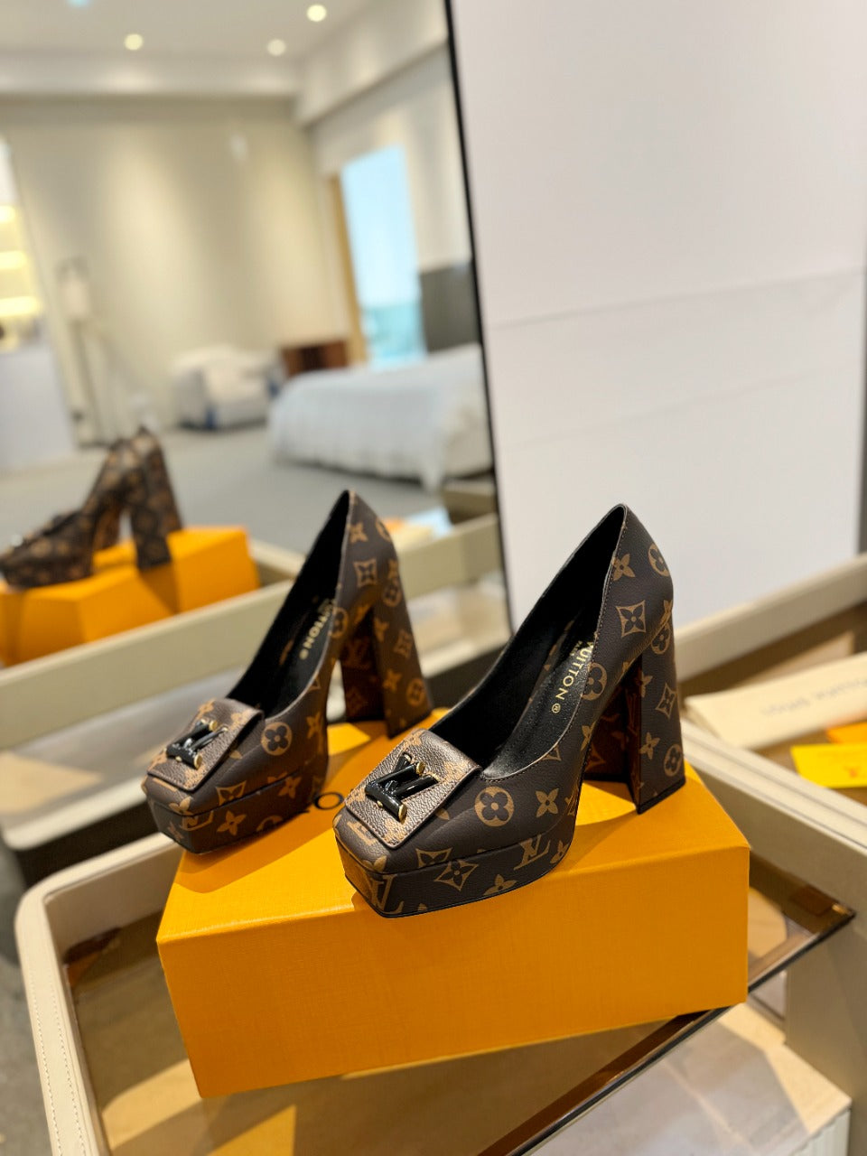 LV Shake Pump 120MM Dark Brown Monogram Cowhide
