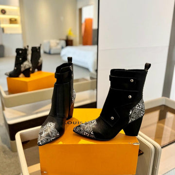 LV Trinity Ankle Boot 75MM Black Mix White Monogram Calfskin