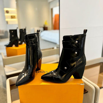LV Trinity Ankle Boot 75MM Glossy Black Calfskin