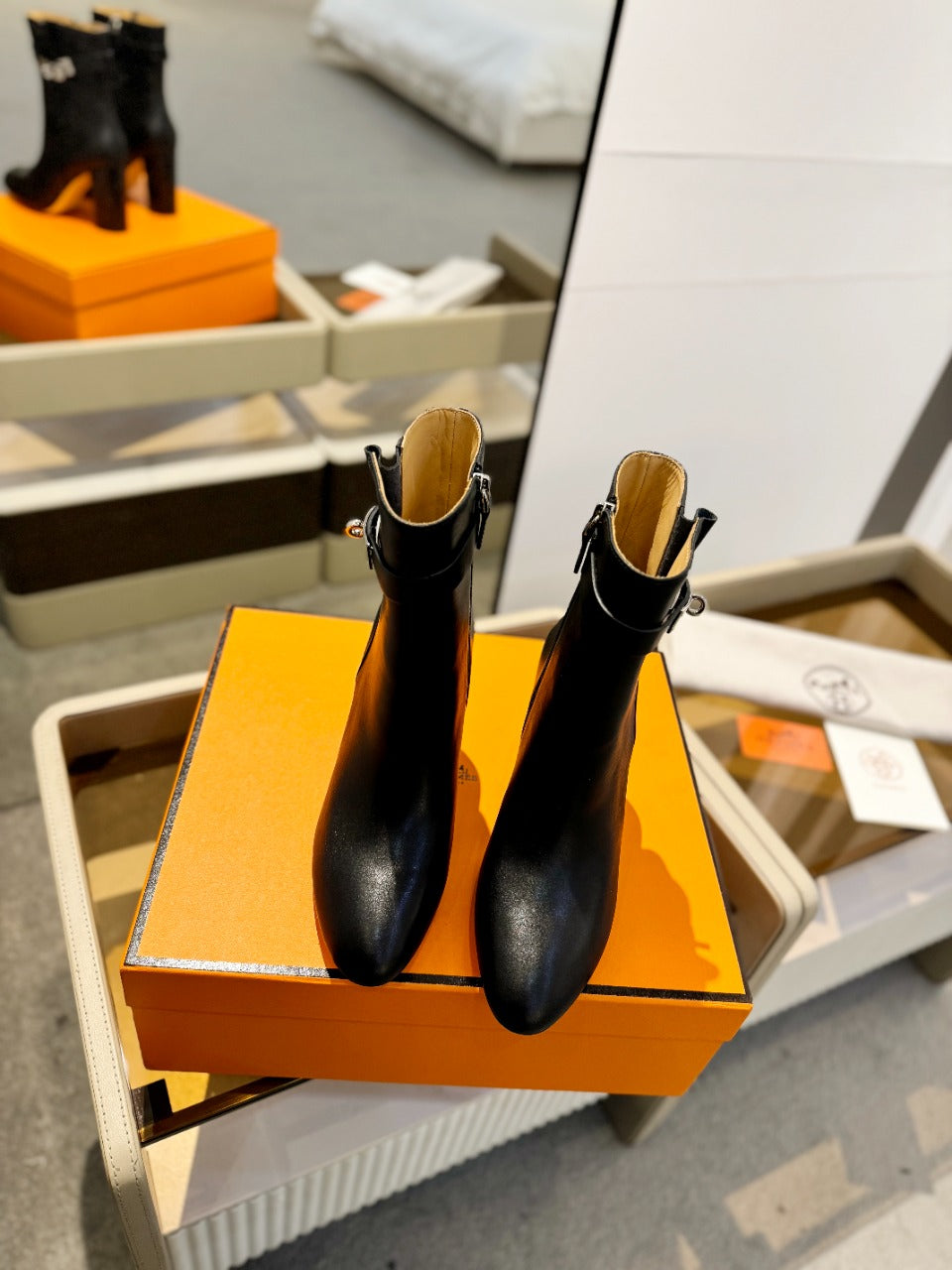 Hm Saint Germain Ankle Boot 85MM Black Cowhide 961647