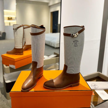 Hm Jumping Boot 20MM Brown Mix Grey White Cowhide And Tech Fabric 961657